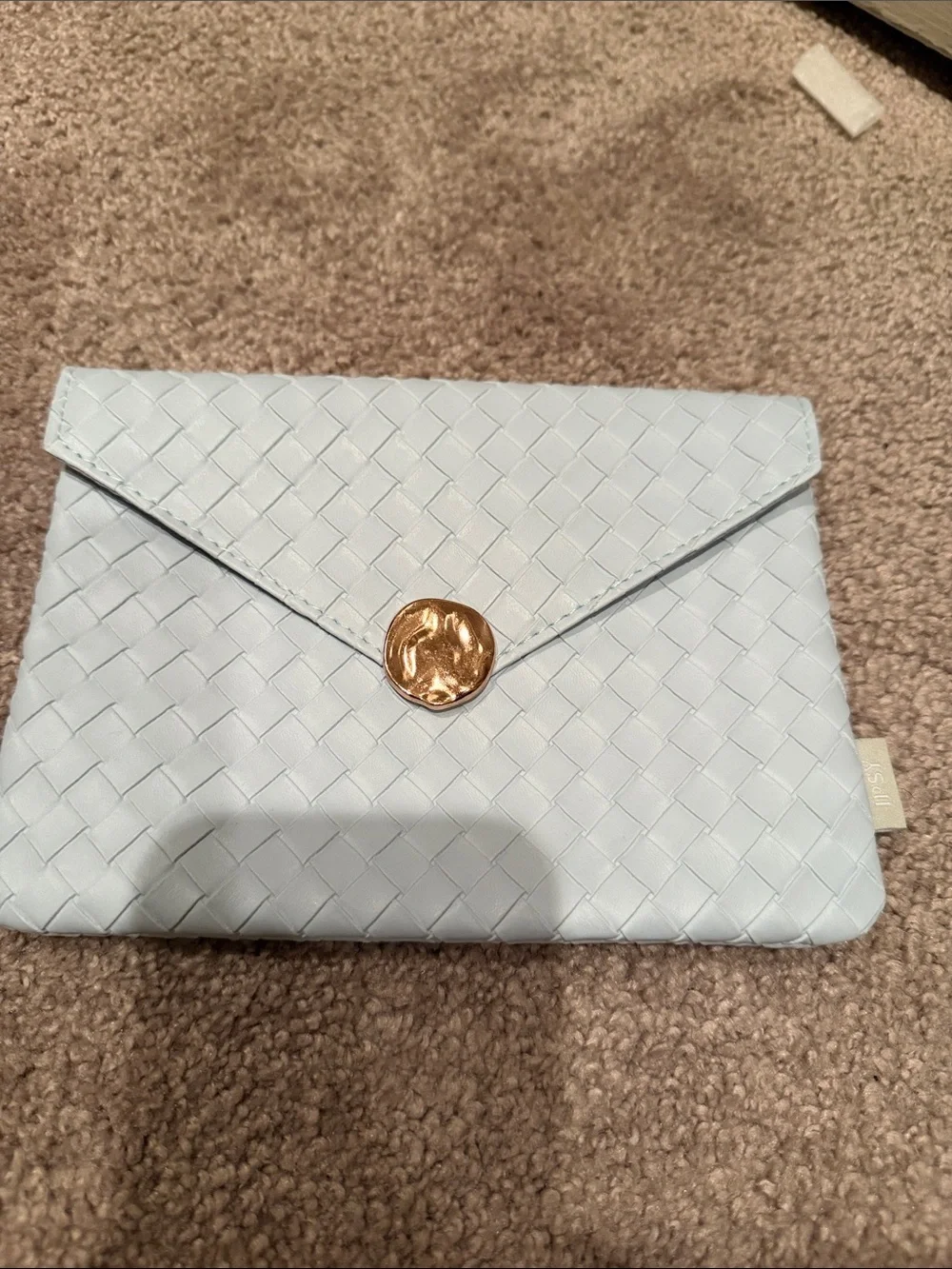 Ipsy Woven Envelope glam bag - Light Blue